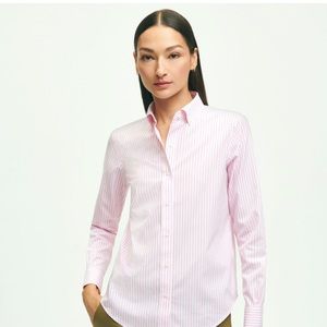 Brooks Brothers Women slim fit - size 0 - pink pinstripe shirt